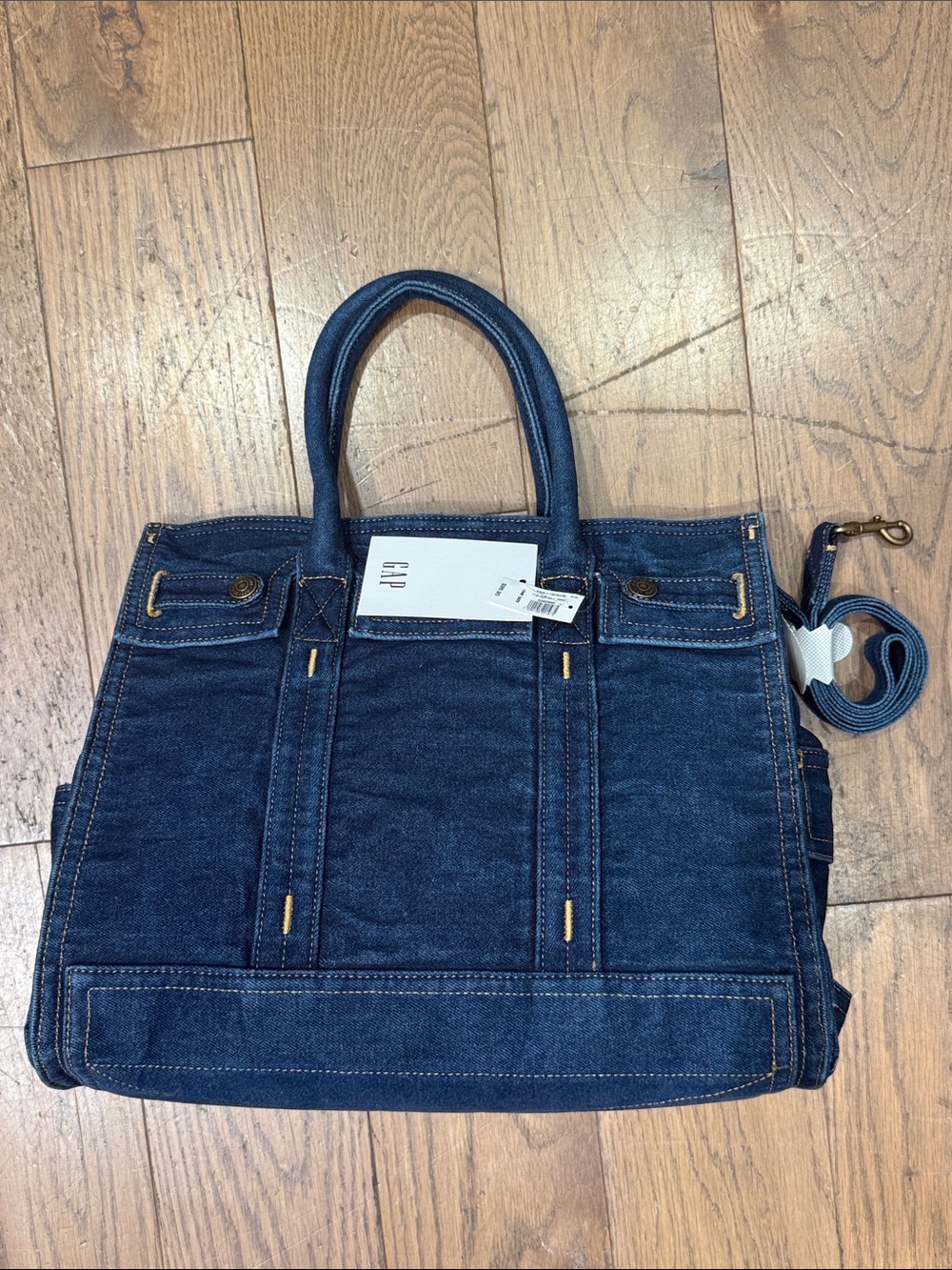 GAP Denim Tote in Deep Blue with Detachable Strap